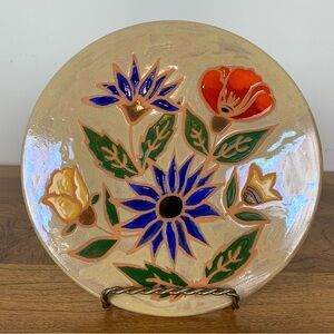 Vallauris Martine Azema Decorative Plate Signed Mazema France Flowers Floral Vtg